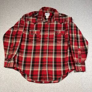 Vintage Rockmount Ranch Wear Shirt Mens 2XL Red Sawtooh Diamond Snap Plaid READ